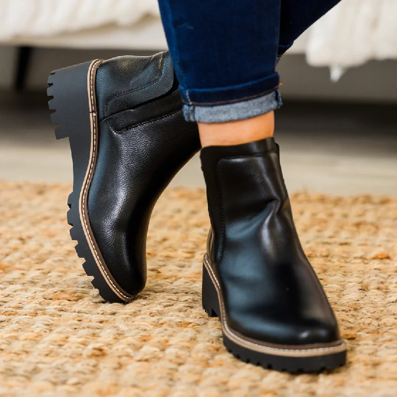 women's booties with velvetSleek Street Booties, Black