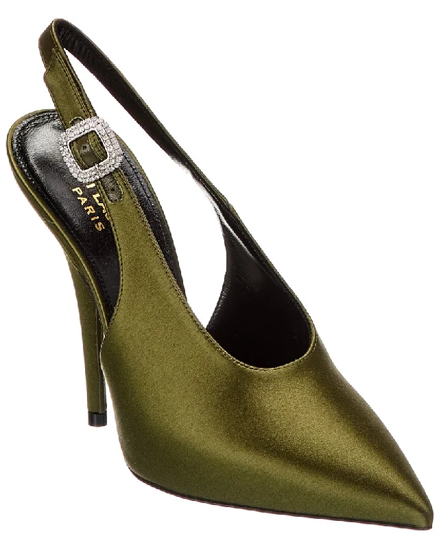 Women's shock - absorbing stiletto heel pumps for all - day wearSaint Laurent Yasmeen 115 Satin Slingback Pump Women's shock - absorbing stiletto heel pumps for all - day wearSaint Laurent Yasmeen 115 Satin Slingback Pump