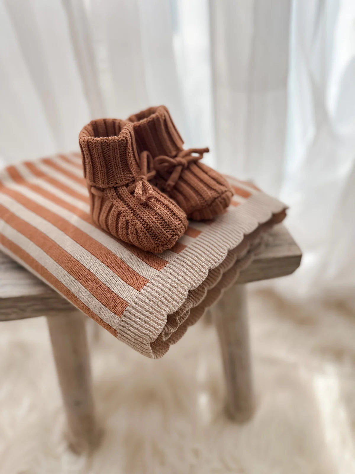 women's booties with platformPop Ya Tot Organic Cotton Ribbed Baby Booties - Clay