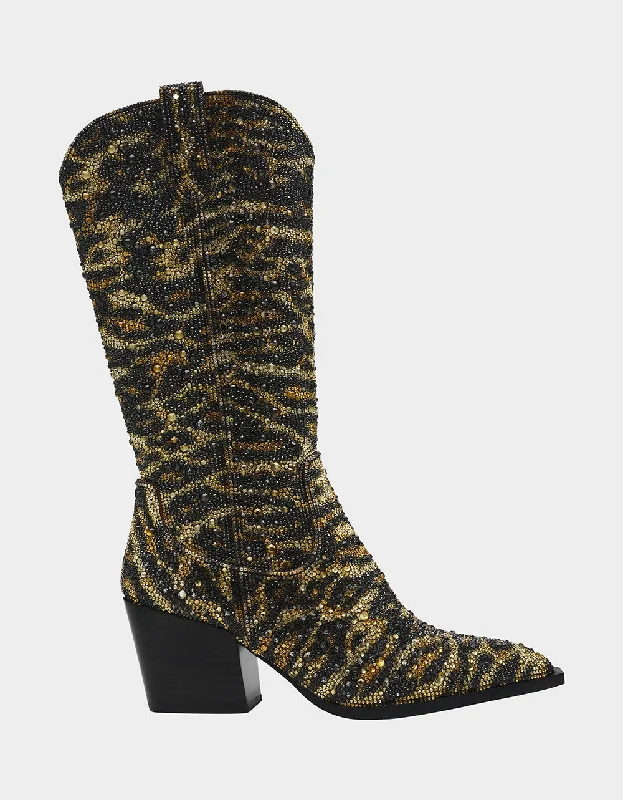 women's booties with pointed toeCASH LEOPARD