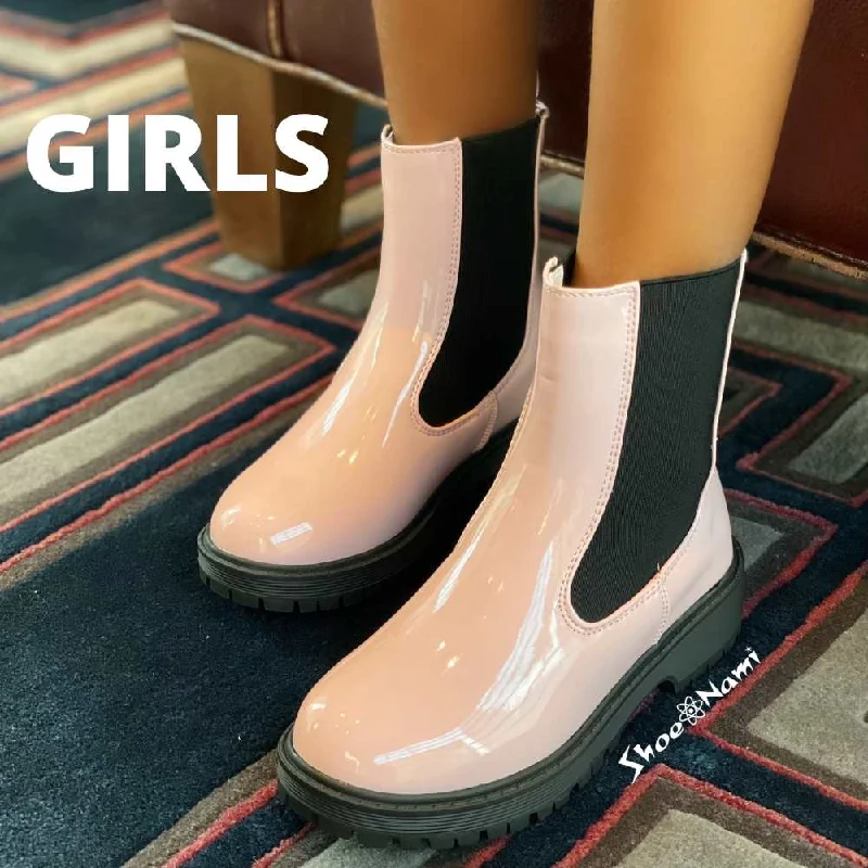 women's booties with platformCHIEF-87K KIDS Pink Patent