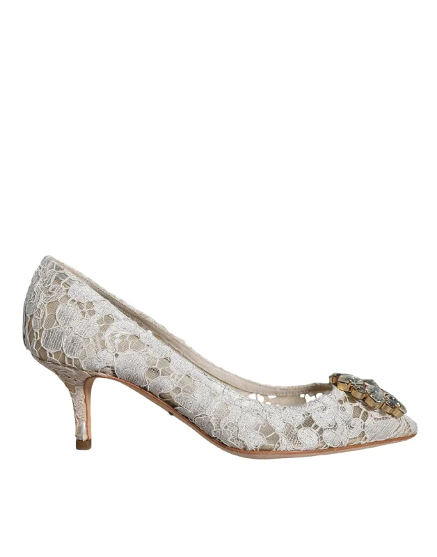 Women's mule - style stiletto heel pumps with a bow accentDolce & Gabbana Taormina Lace Crystal Heel Pumps Women's Shoes Women's mule - style stiletto heel pumps with a bow accentDolce & Gabbana Taormina Lace Crystal Heel Pumps Women's Shoes