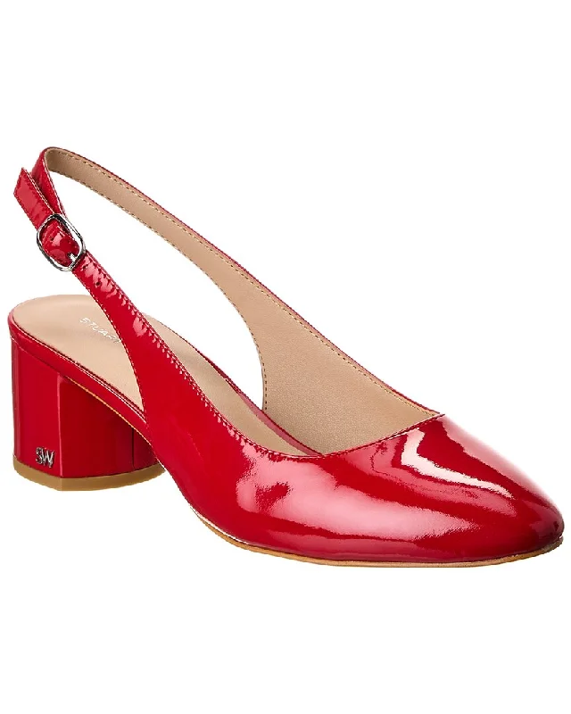 Women's platform stiletto heel pumps with a chunky soleStuart Weitzman Bridgt 50 Patent Slingback Pump