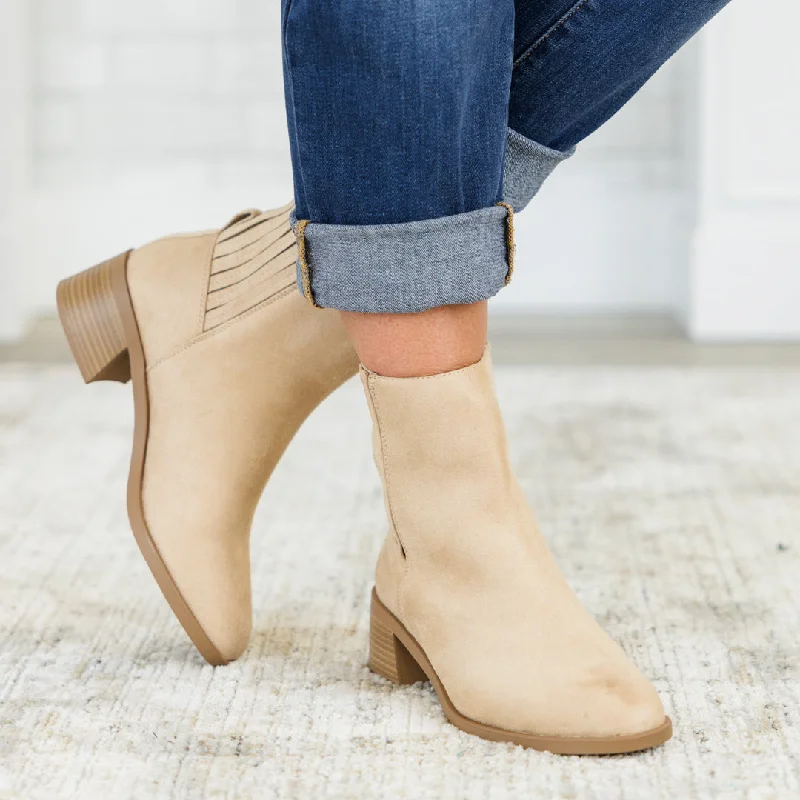 women's booties with over-the-knee lookJumping Ahead Booties, Camel