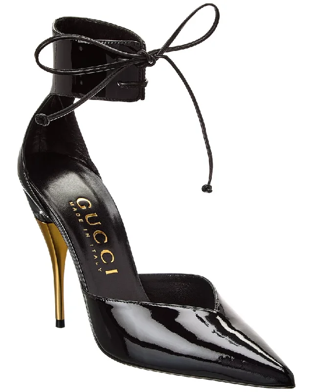Women's padded - insole stiletto heel pumps for added comfortGucci Knot Detail Patent Pump Women's padded - insole stiletto heel pumps for added comfortGucci Knot Detail Patent Pump