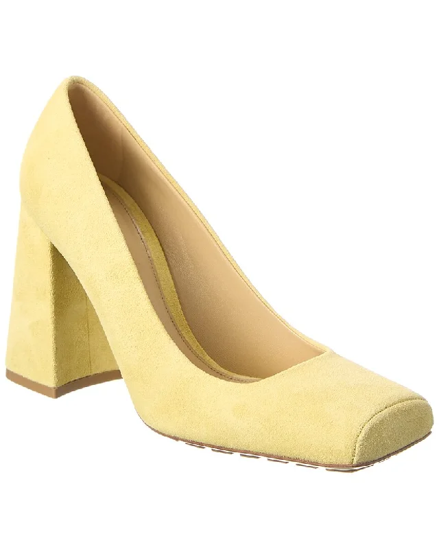 Women's pointed - toe slingback stiletto heel pumps in a peep - toe designBottega Veneta Tower Suede Pump