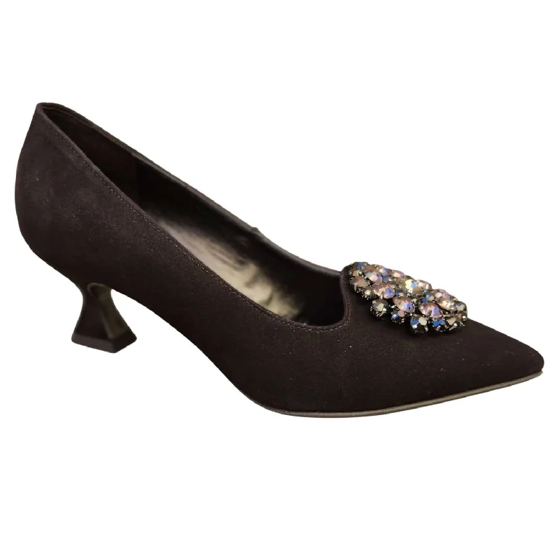 Women's ruffled stiletto heel pumps for a romantic styleWomen's Heeled Suede Pump In Black Suede Women's ruffled stiletto heel pumps for a romantic styleWomen's Heeled Suede Pump In Black Suede