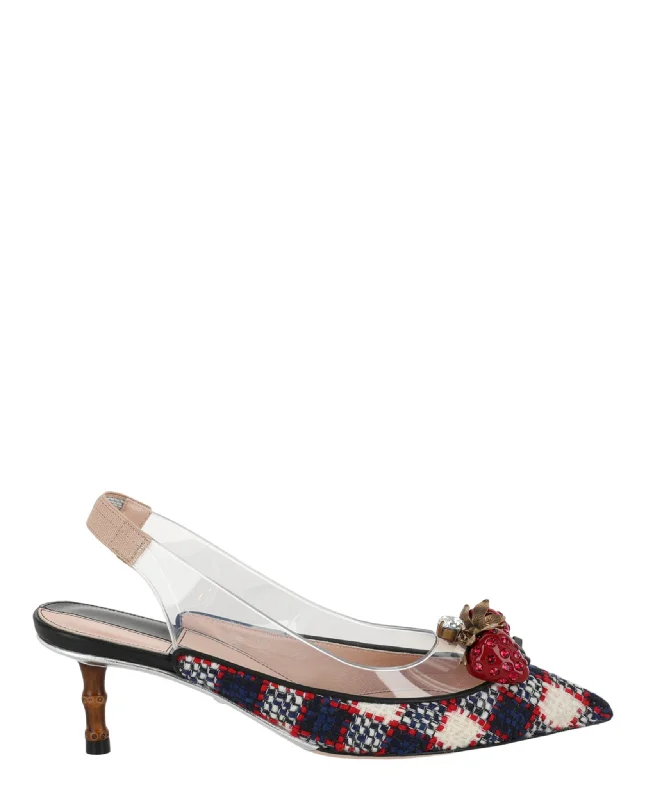 Women's non - slip stiletto heel pumps for safety on slippery floorsEleanor Strawberry Tweed Heels