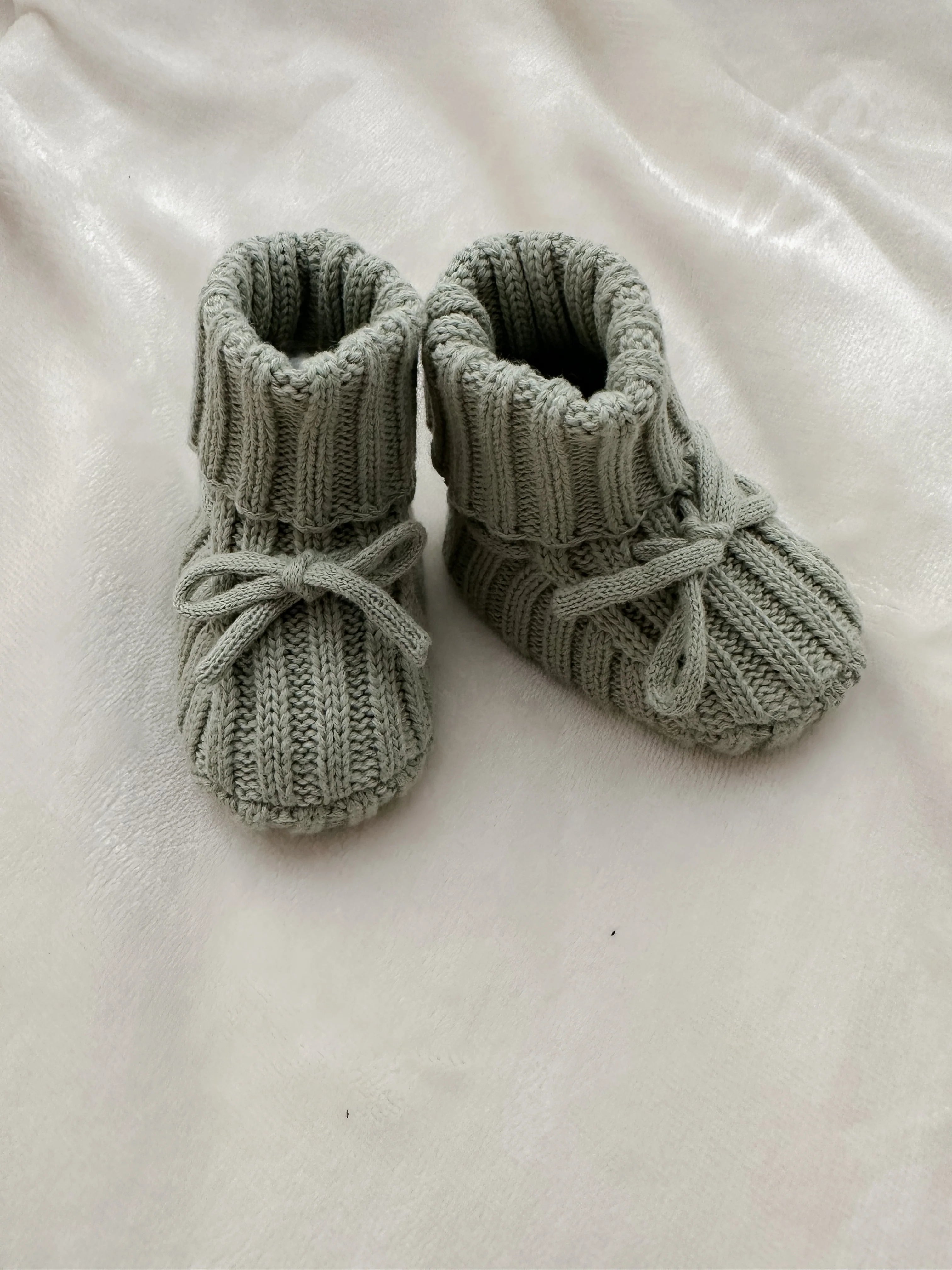 women's booties with block heelPop Ya Tot Organic Cotton Ribbed Baby Booties - Sage