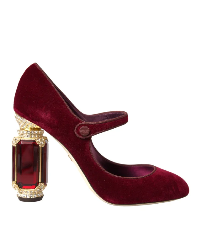 Women's wide - width stiletto heel pumps for a comfortable fitDolce & Gabbana Velvet Crystals Heels Mary Jane Women's Shoes Women's wide - width stiletto heel pumps for a comfortable fitDolce & Gabbana Velvet Crystals Heels Mary Jane Women's Shoes