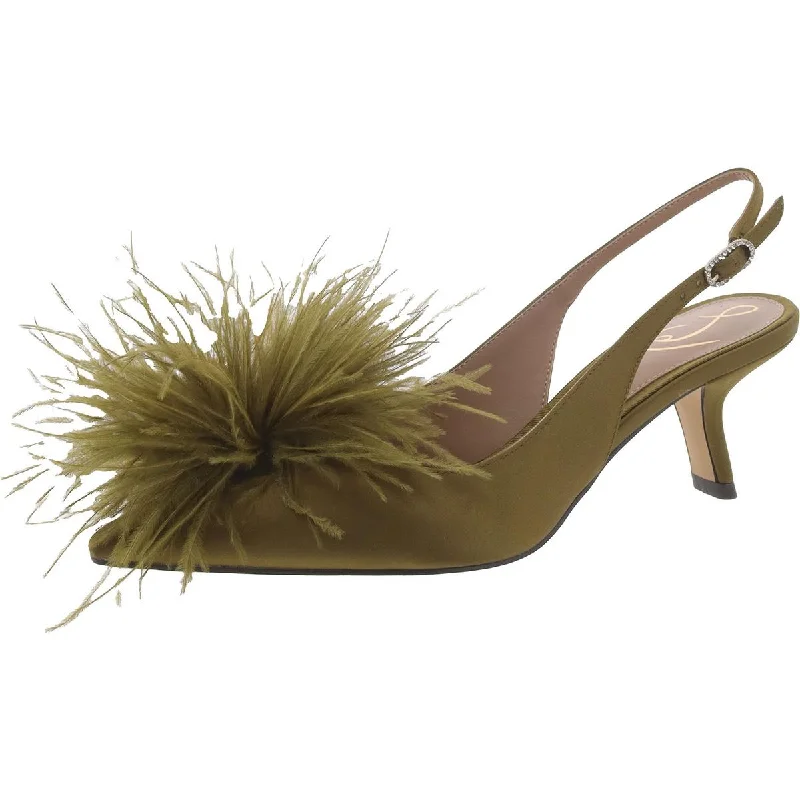 Women's hot pink stiletto heel pumps for a fun night outBianka Feather Womens Round Toe Ankle Strap Slingback Heels