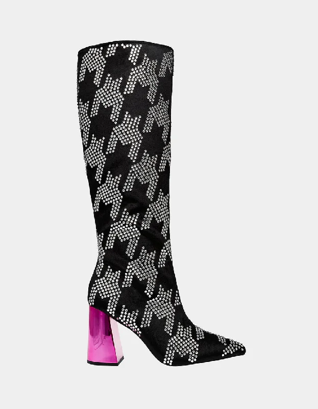 women's booties for springNAOMY BLACK SILVER