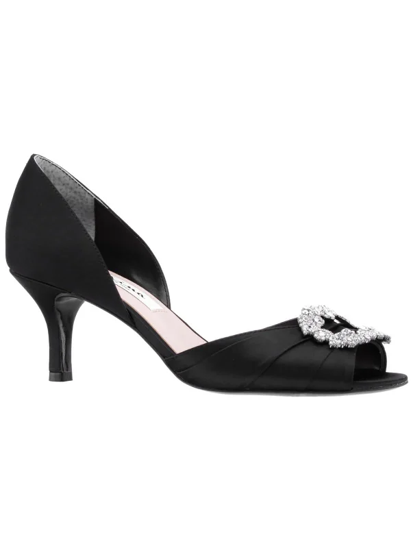 Women's burgundy stiletto heel pumps for a sophisticated appearanceCorrine Womens Satin Peep-Toe D'Orsay Heels Women's burgundy stiletto heel pumps for a sophisticated appearanceCorrine Womens Satin Peep-Toe D'Orsay Heels