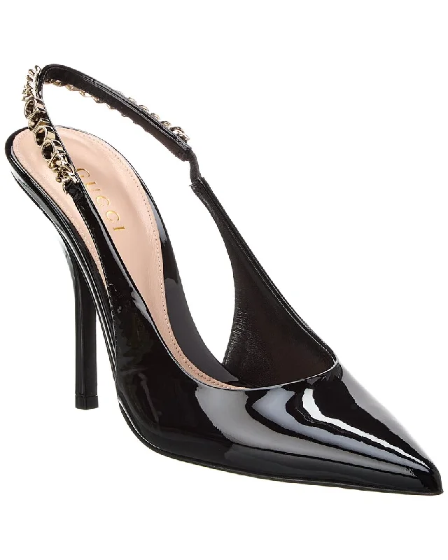 Women's patent leather stiletto heel pumps with a high - shine finishGucci Signoria Leather Slingback Pump Women's patent leather stiletto heel pumps with a high - shine finishGucci Signoria Leather Slingback Pump
