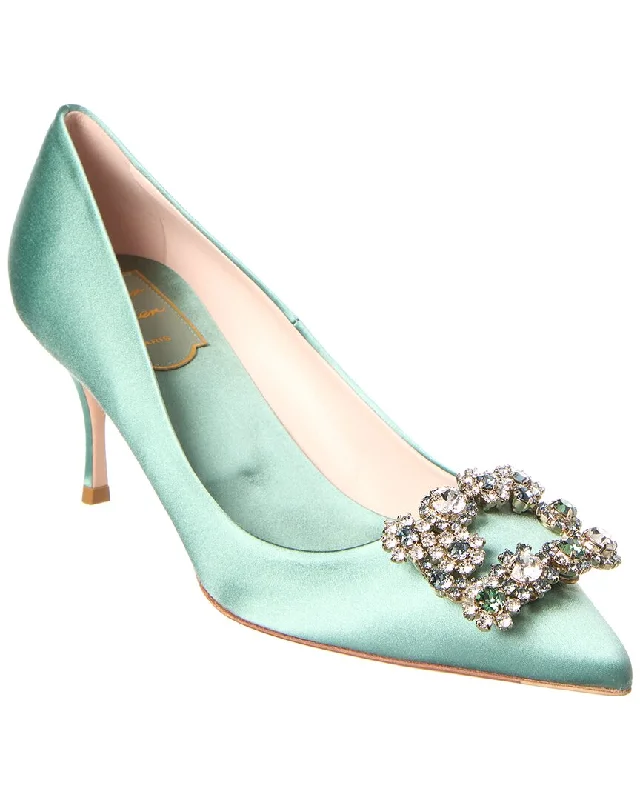 Women's red - carpet stiletto heel pumps for a glamorous eventRoger Vivier Embellished Satin Pump Women's red - carpet stiletto heel pumps for a glamorous eventRoger Vivier Embellished Satin Pump