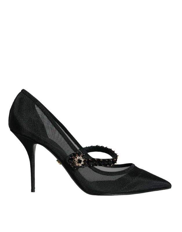 Women's pointed - toe slingback stiletto heel pumps in a peep - toe designDolce & Gabbana Mesh Mary Jane Crystal Heel Pumps Women's Shoes Women's pointed - toe slingback stiletto heel pumps in a peep - toe designDolce & Gabbana Mesh Mary Jane Crystal Heel Pumps Women's Shoes
