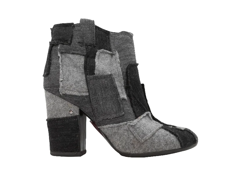 women's booties for dancingGrey & Black Lauren Dacade Patchwork Ankle Boots Size 38