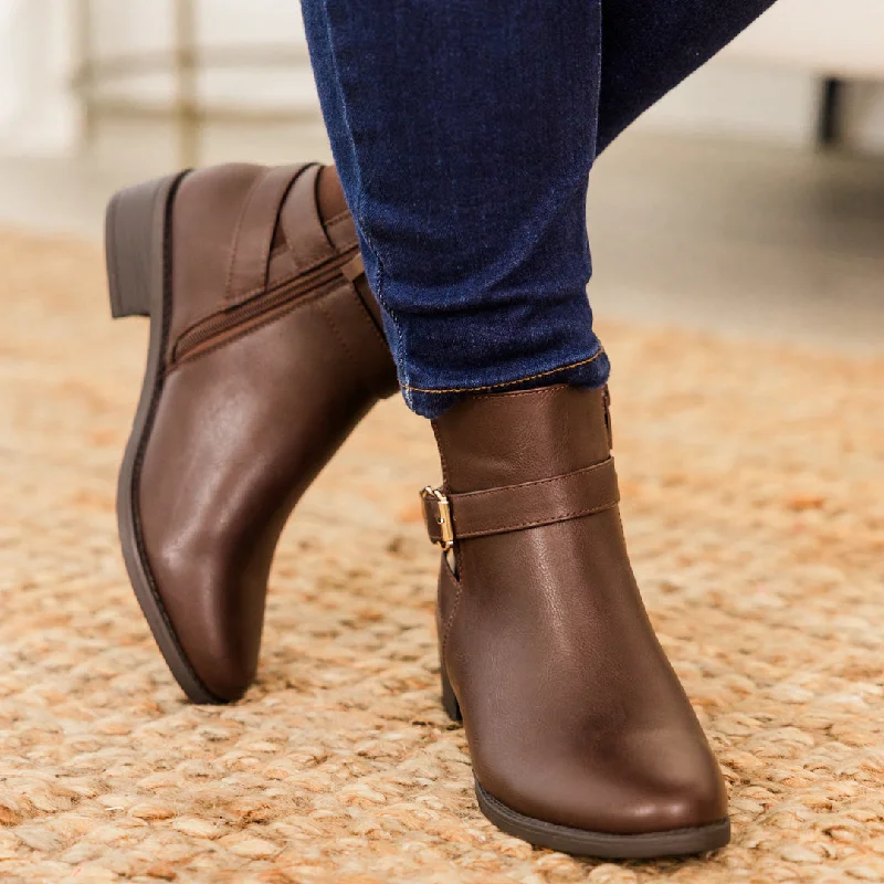women's booties with velvetStride In Style Booties, Brown