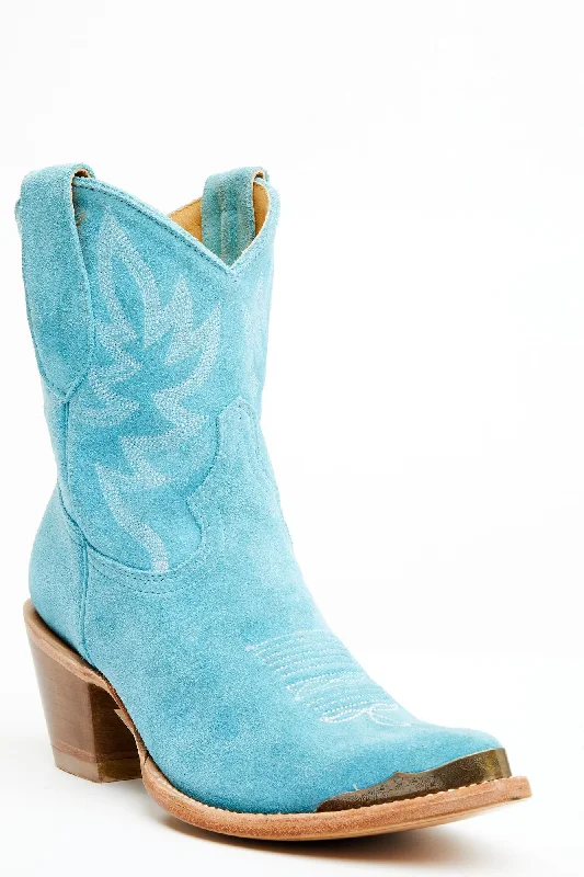 women's booties for travelWheels Bluebird Suede Fashion Western Booties - Round Toe