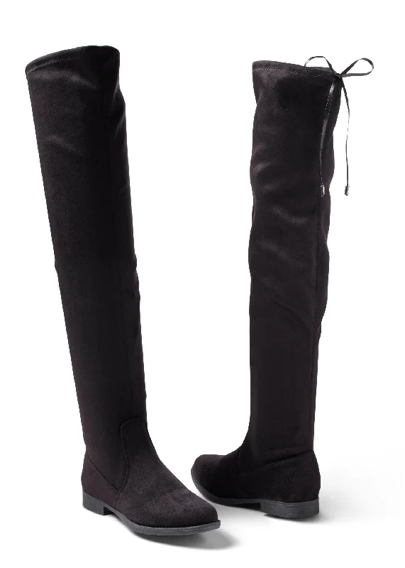 women's booties with western vibeOver-The-Knee Stretch Boots - Black