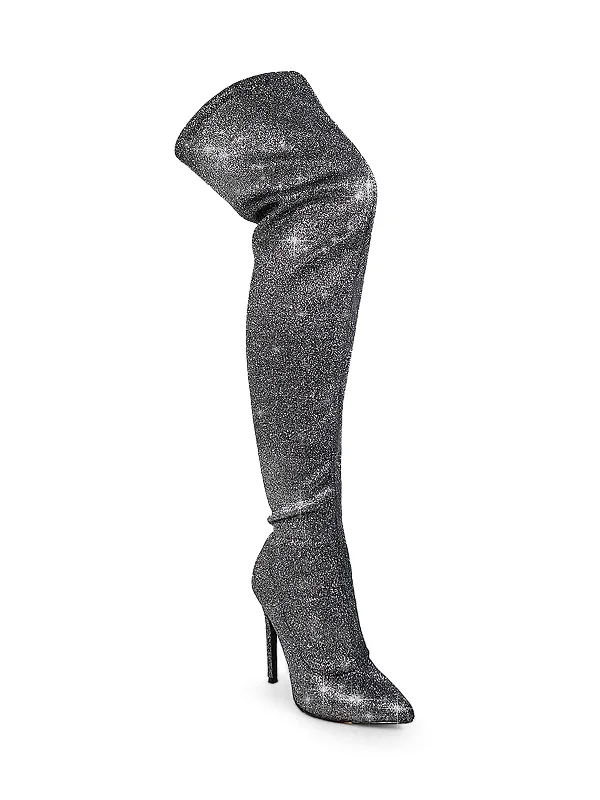 women's booties for workGisele Stretchy Overknee Heeled Boots