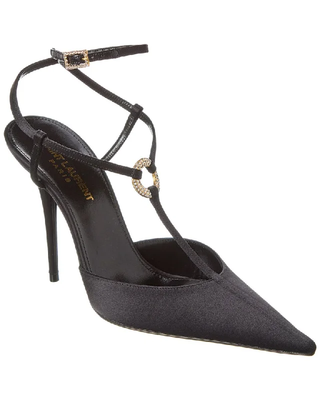 Women's hypoallergenic stiletto heel pumps for sensitive skinSaint Laurent Luna 105 Satin Slingback Pump Women's hypoallergenic stiletto heel pumps for sensitive skinSaint Laurent Luna 105 Satin Slingback Pump