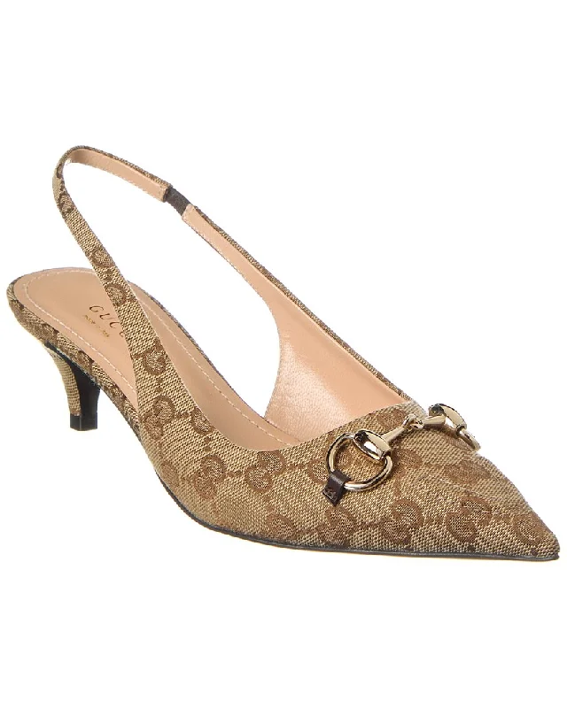 Women's stretchy stiletto heel pumps for easy on and offGucci Horsebit GG Canvas Slingback Pump Women's stretchy stiletto heel pumps for easy on and offGucci Horsebit GG Canvas Slingback Pump