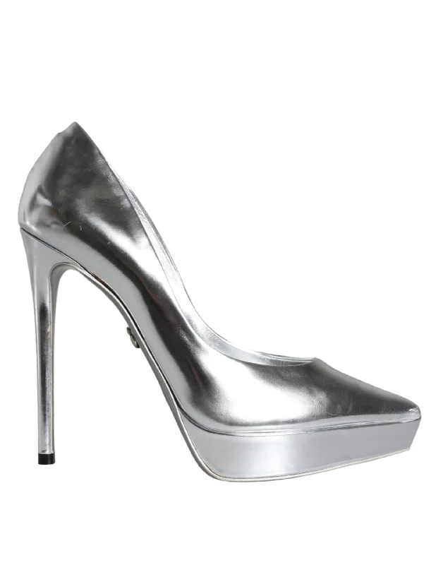 Women's metallic leather stiletto heel pumps with a reflective surfaceDolce & Gabbana Leather Platform Heels Pumps Women's Shoes (Pre-Owned) Women's metallic leather stiletto heel pumps with a reflective surfaceDolce & Gabbana Leather Platform Heels Pumps Women's Shoes (Pre-Owned)