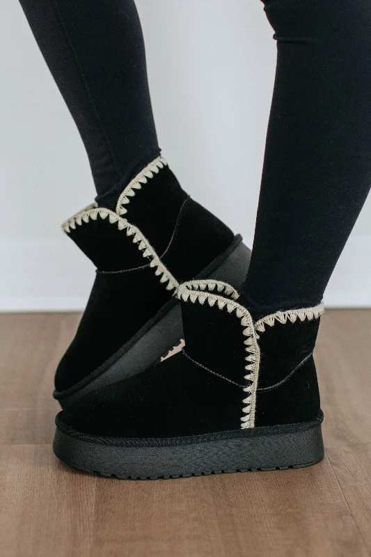 women's booties with bucklesCommitted To Cozy Boots - Black