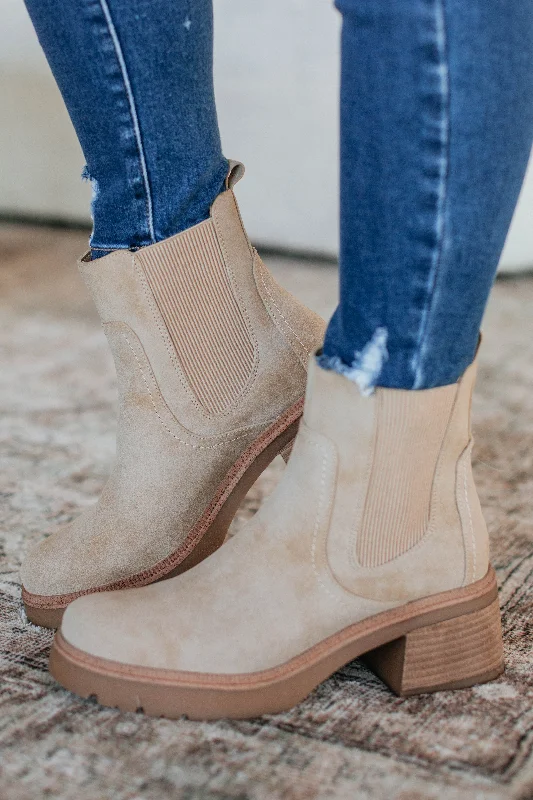 women's booties with lacesMaking My Choice Boots - Sand
