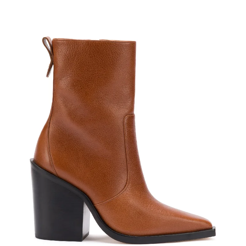 women's booties with embroideryJames Boot In Mocca Leather