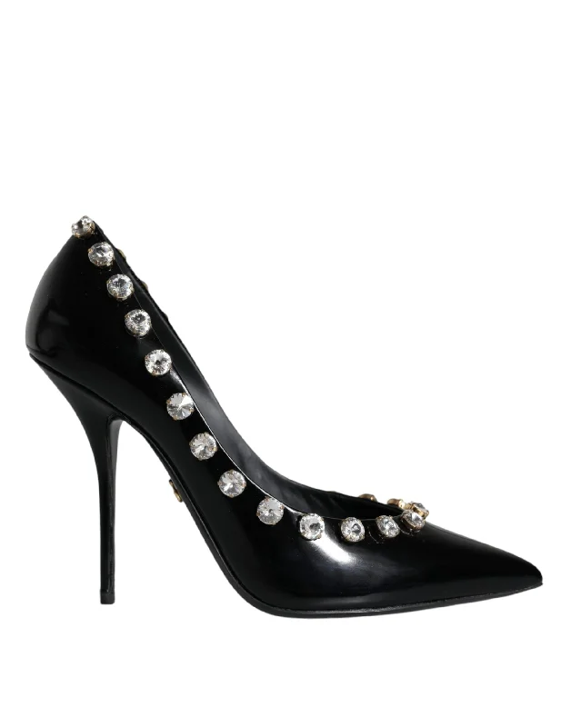 Women's mule - style stiletto heel pumps with a bow accentDolce & Gabbana Crystals Leather High Heels Pumps Women's Shoes Women's mule - style stiletto heel pumps with a bow accentDolce & Gabbana Crystals Leather High Heels Pumps Women's Shoes