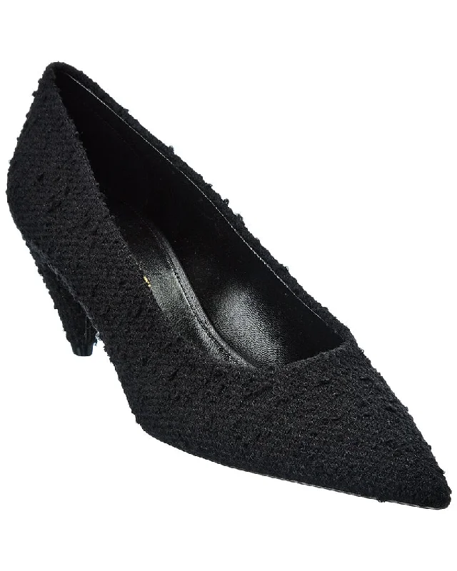 Women's platform stiletto heel pumps with a chunky soleSaint Laurent Vivi 55 Tweed Pump