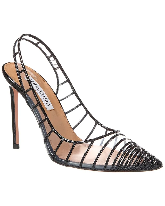 Women's arch - support stiletto heel pumps for better comfortAquazzura Call Me 105 Vinyl & Patent Slingback Pump Women's arch - support stiletto heel pumps for better comfortAquazzura Call Me 105 Vinyl & Patent Slingback Pump