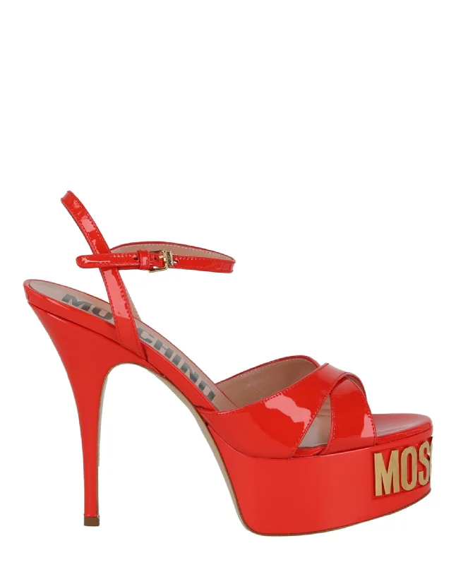 Women's breathable stiletto heel pumps for warm weatherLogo Plaque Platform Sandals