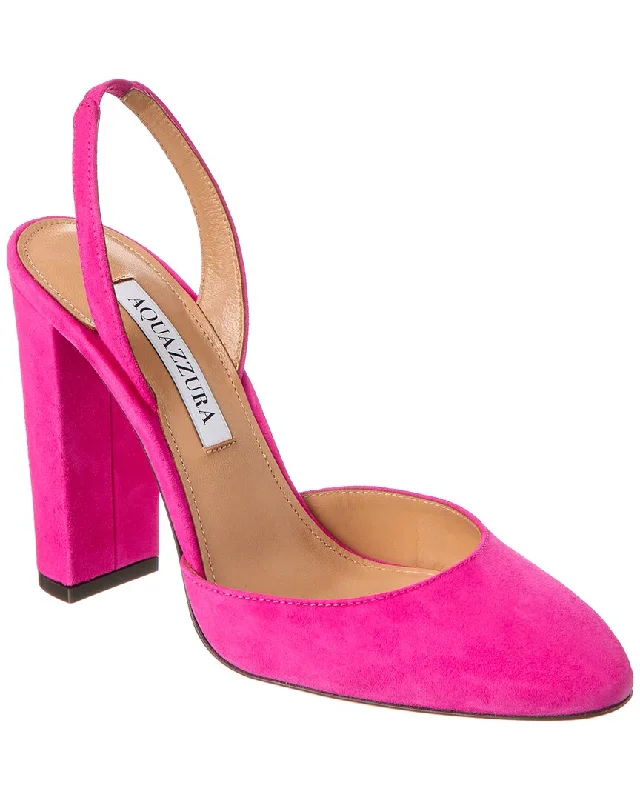 Women's hot pink stiletto heel pumps for a fun night outAquazzura Talita 105 Suede Slingback Pump Women's hot pink stiletto heel pumps for a fun night outAquazzura Talita 105 Suede Slingback Pump