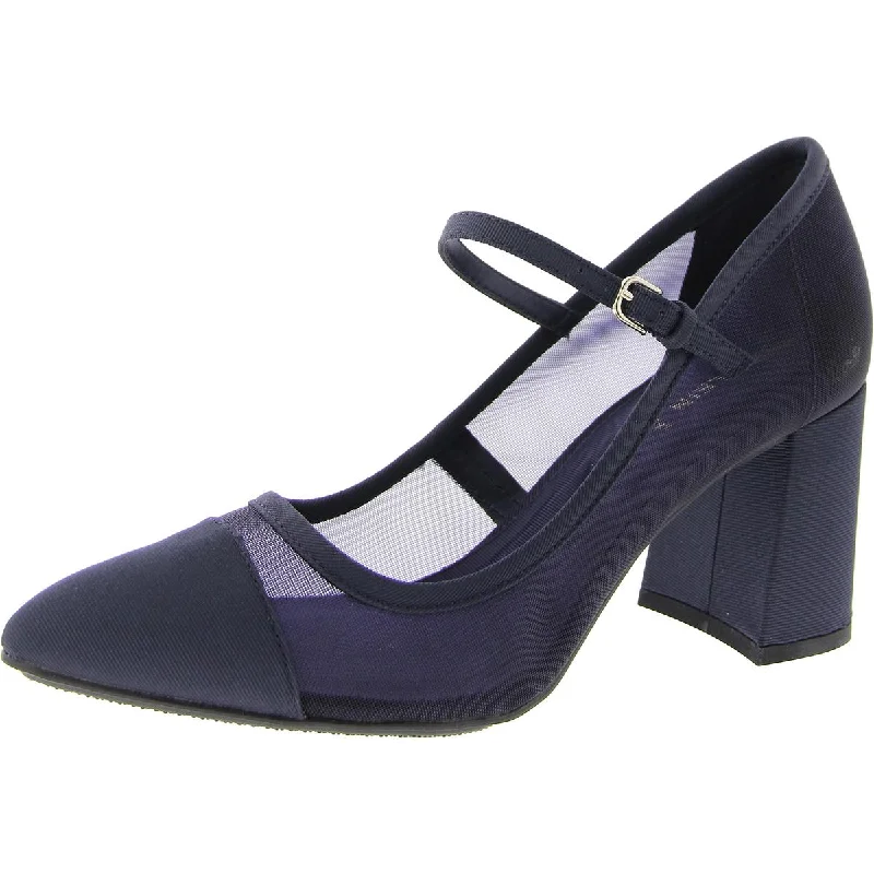 Women's metallic leather stiletto heel pumps with a reflective surfaceAKBryant Womens Closed Toe Pumps Block Heels