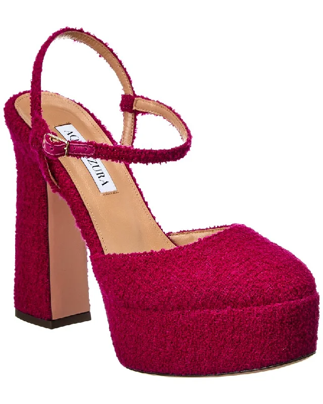 Women's party stiletto heel pumps with a glittery finishAquazzura Groove Plateau 120 Boucle Platform Pump Women's party stiletto heel pumps with a glittery finishAquazzura Groove Plateau 120 Boucle Platform Pump