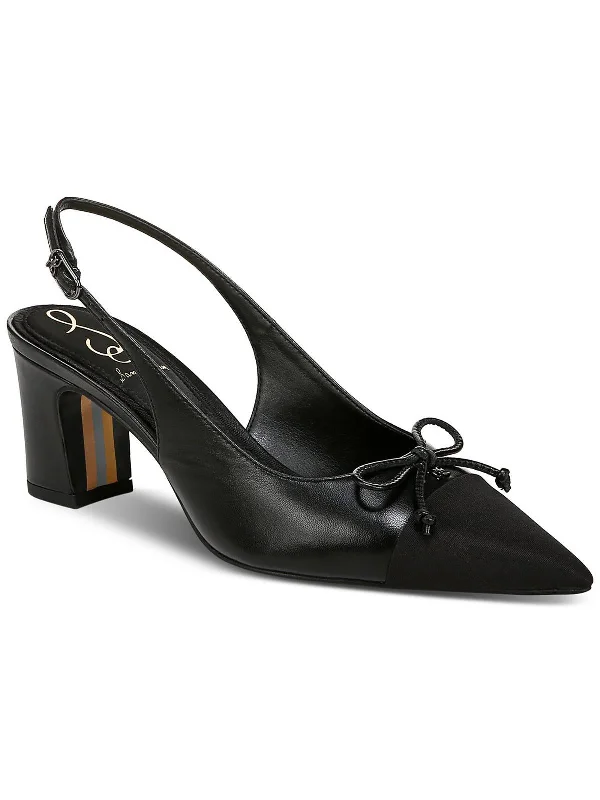 Women's platform stiletto heel pumps with a chunky soleWillette Womens Leather Block Heel Slingback Heels