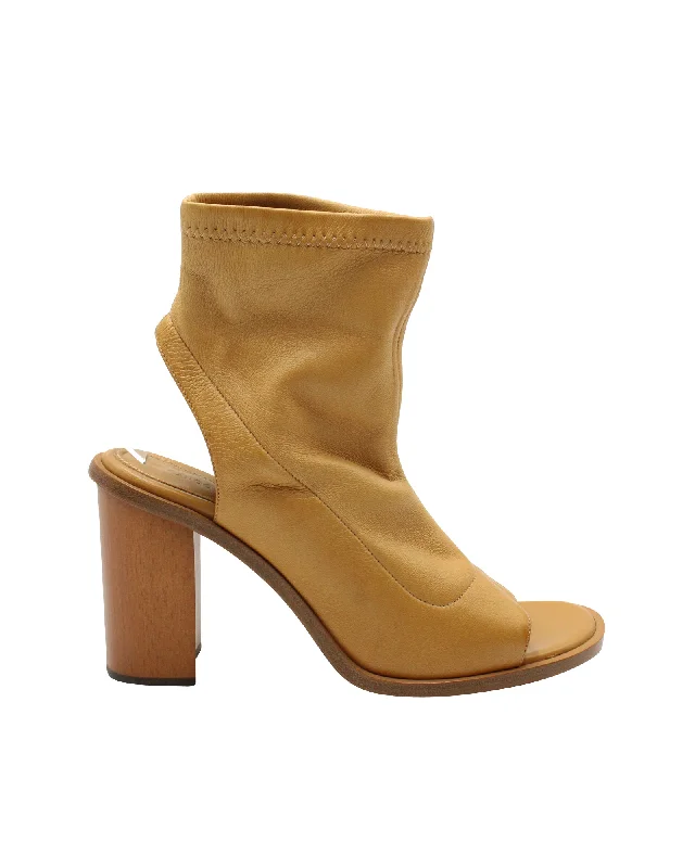 women's booties with western vibeChloe Cut-Out Ankle Length Boots in Brown Leather