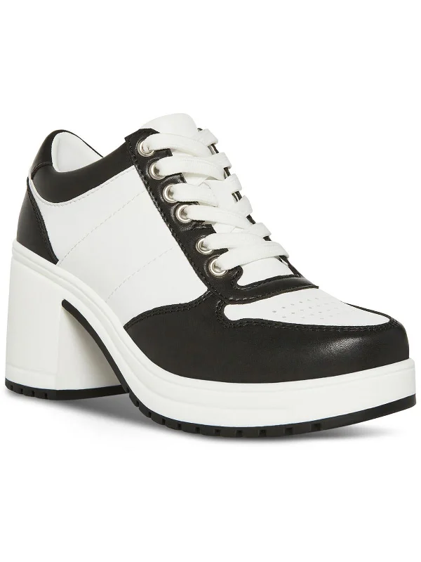 Women's pointed - toe slingback stiletto heel pumps in a peep - toe designVida Womens Faux Leather Lace-Up Block Heels
