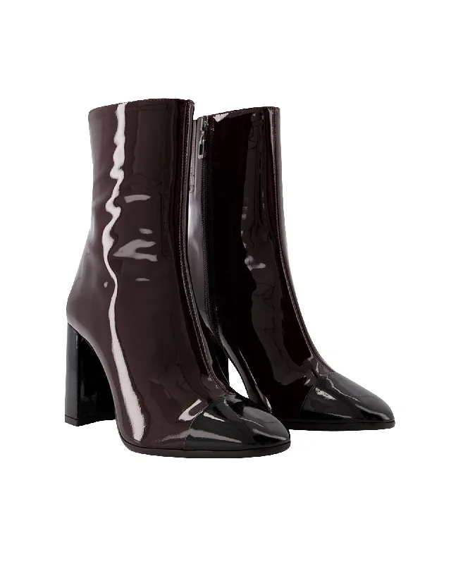 women's ankle bootiesDonna Ankle Boots - Carel - Patent Leather - Brown/Black