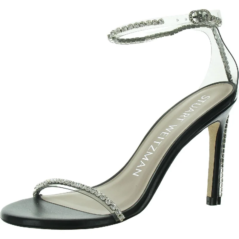 Women's wedding stiletto heel pumps with a pearl - encrusted strapNUDISGLAM 100 Womens Leather Ankle Strap Pumps
