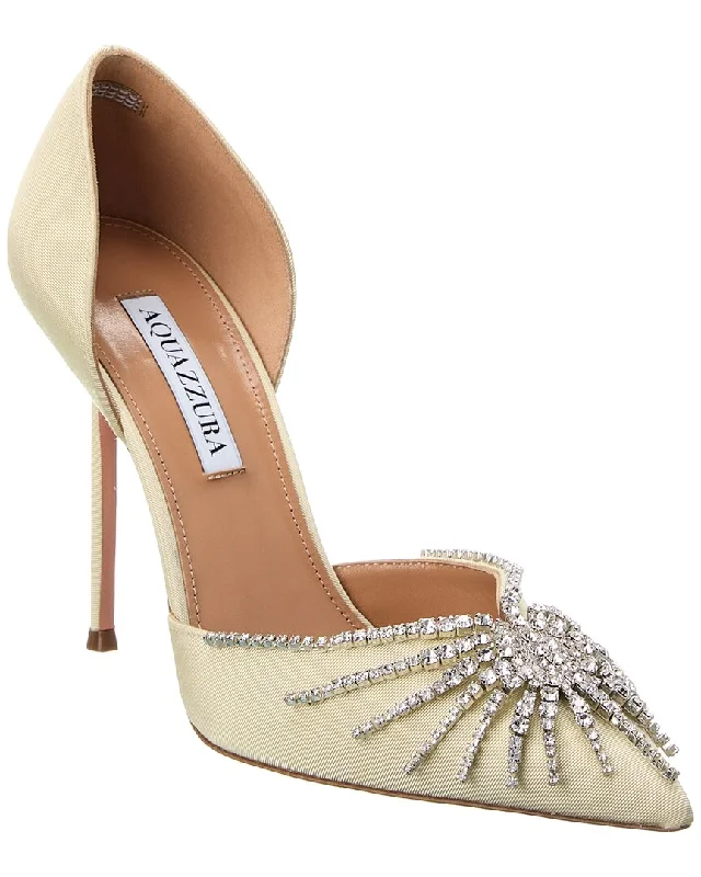 Women's strappy open - toe stiletto heel pumps with rhinestonesAquazzura Sunshine 105 Grosgrain Pump Women's strappy open - toe stiletto heel pumps with rhinestonesAquazzura Sunshine 105 Grosgrain Pump