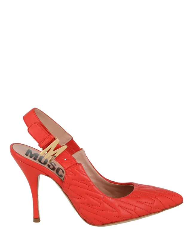 Women's lace - trimmed stiletto heel pumps with a scalloped edgeM-Quilted Slingback Pumps Women's lace - trimmed stiletto heel pumps with a scalloped edgeM-Quilted Slingback Pumps