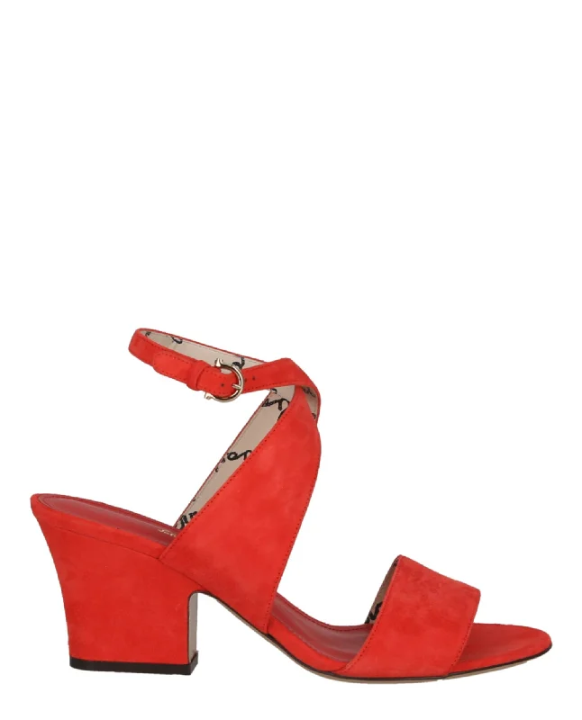 Women's platform stiletto heel pumps with a chunky soleSheena Suede Heel Sandals