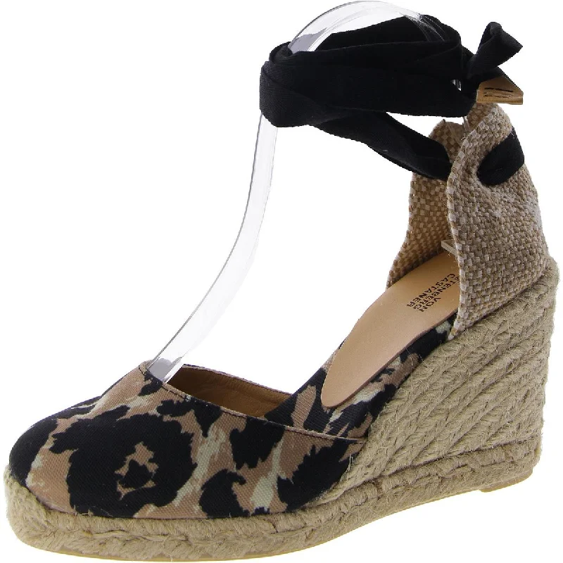 Women's forest green stiletto heel pumps for a nature - inspired lookCarina Womens Leg Strap Round Toe Wedge Heels
