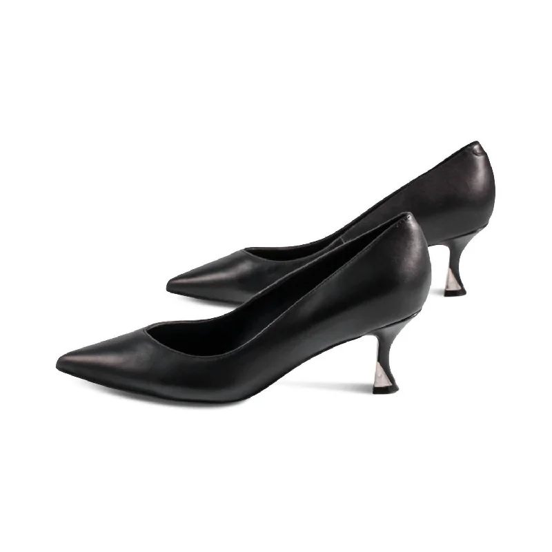 Women's metallic leather stiletto heel pumps with a reflective surfaceWomen's Azulla Leather Heel In Black Women's metallic leather stiletto heel pumps with a reflective surfaceWomen's Azulla Leather Heel In Black