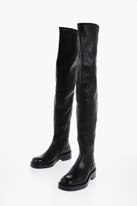 women's booties with over-the-knee lookAnn Demeulemeester Leather Nicky High Boots With Zip Detailing women's booties with over-the-knee lookAnn Demeulemeester Leather Nicky High Boots With Zip Detailing