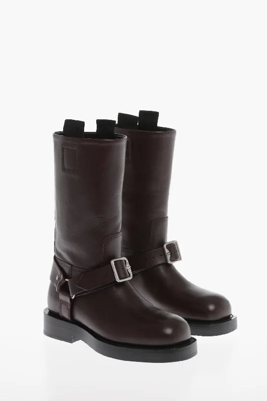 women's winter bootiesBurberry Leather Biker Mid Boots